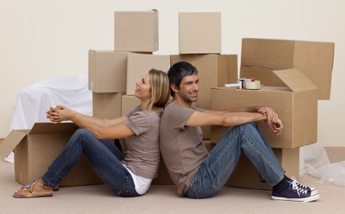 Prepared essentials and labelled boxes for a Stockwell house move