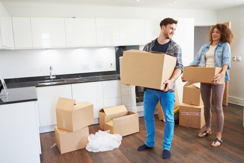 Moving boxes and household items with a hired truck in Stockwell